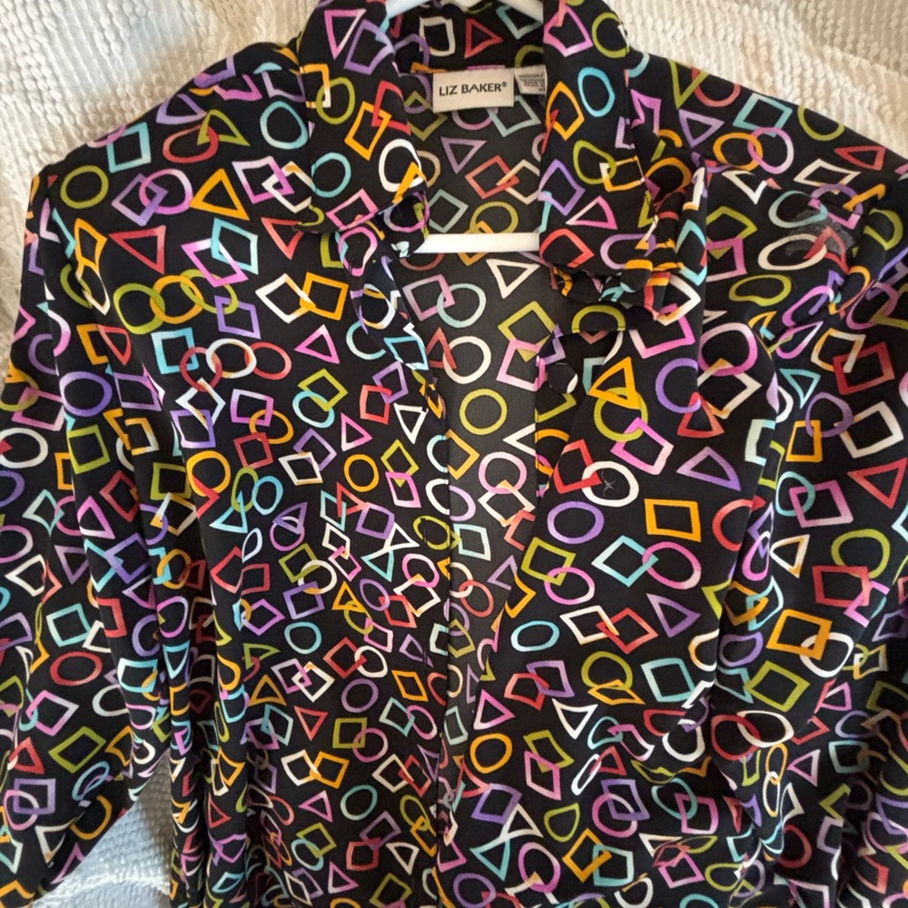 ColorfulLiz Baker Geometric Patterned Shirt Size large 80s chic